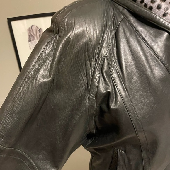 Marc Buchanan for Tannery West Vintage Leather and Fur Wide Collar Style Jacket - Picture 5 of 16